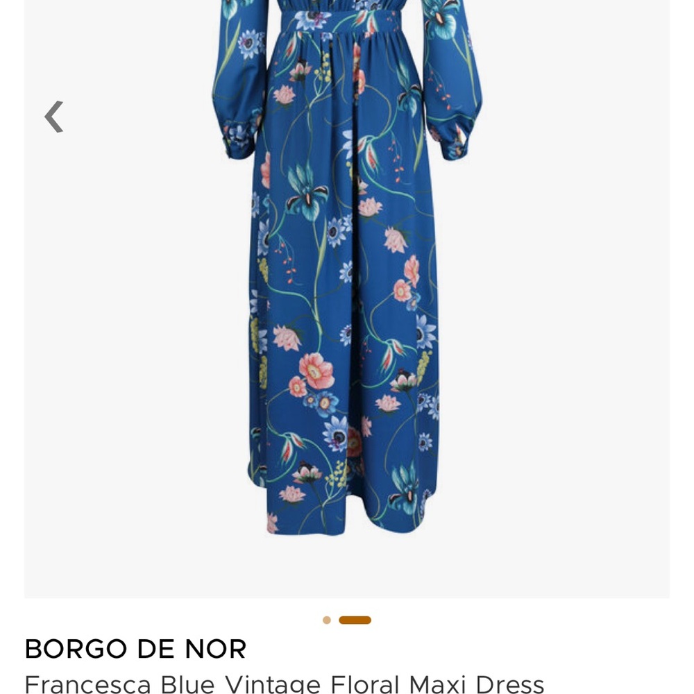 Borgo De Nor Francesca Blue Vintage Floral Maxi Dress